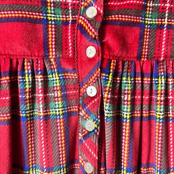 Soft Knit Velour Red Plaid Long Sleeve Flannel Nightgown Medium Christmas - Picture 7 of 7